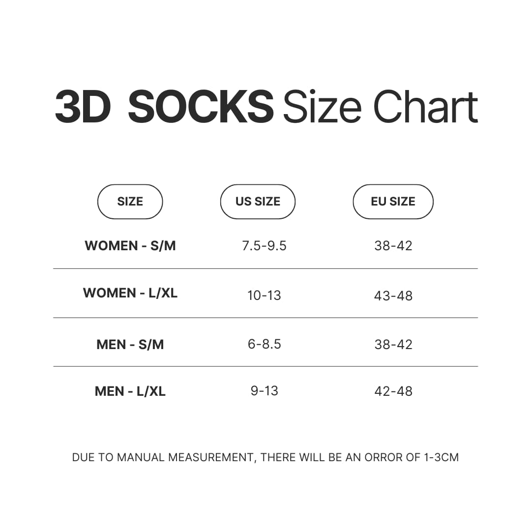 3D Socks Size Chart - Dragon Ball EU Store