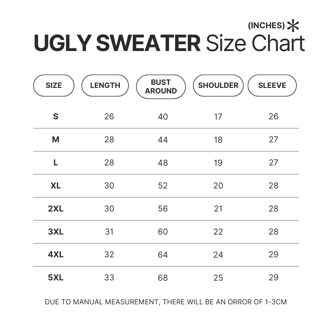Ugly Sweater Size Chart 1 - Dragon Ball EU Store