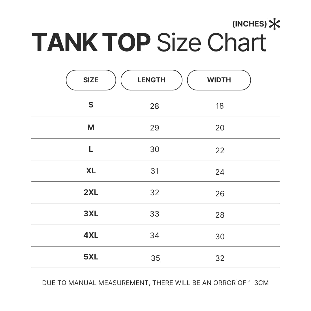 Tank Top Size Chart - Dragon Ball EU Store