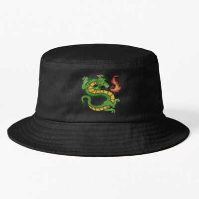Long Green Dragon Breathing Fire Bucket Hat