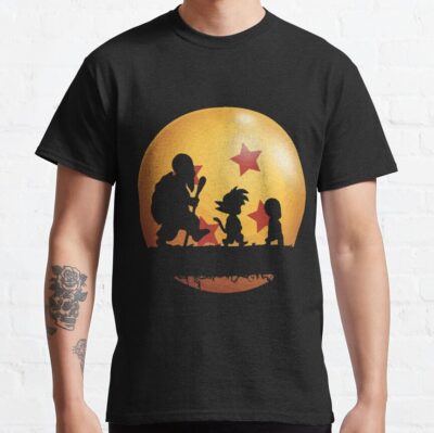 Dragon Ball Super Saiyan Warrior Son Goku Kakarot Kid With Krillin And Master Roshi Moon Walk Classi T-Shirt