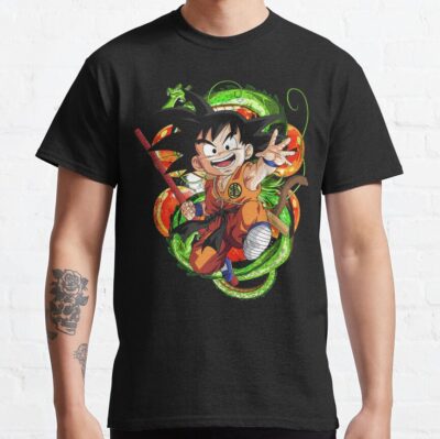 Kid Goku Cute And Dragon Balls Retro Painting T-Shirt
